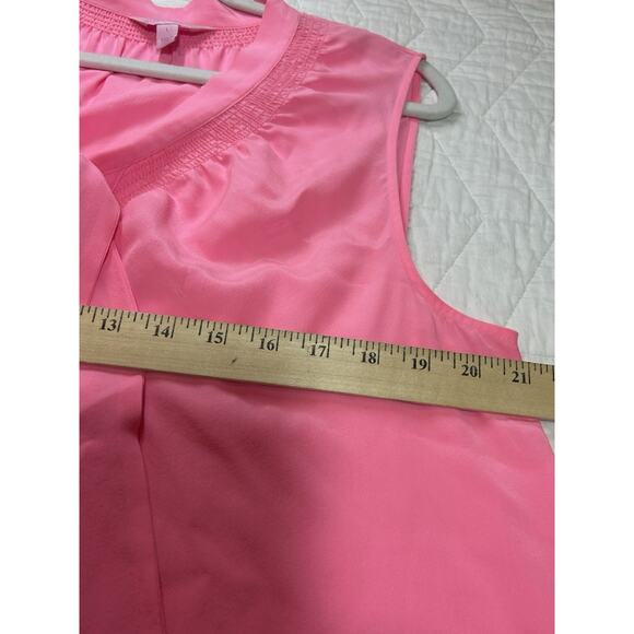 Lilly Pulitzer Dahlia Tie Neck Silk Blouse Women L Sleeveless Lightweight Tunic - Picture 2 of 6